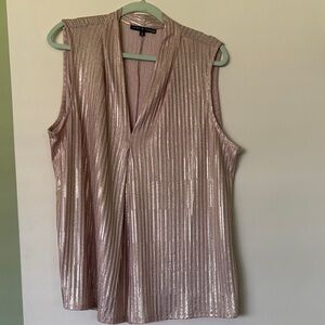 Elegant Metallic Rose Sleeveless Blouse